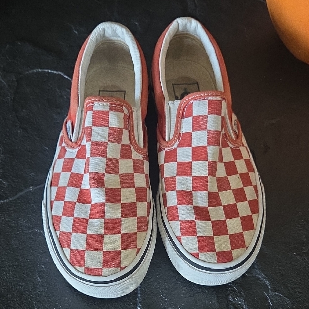 Vans Kids Red and White Checkered Slip-On Sneakers